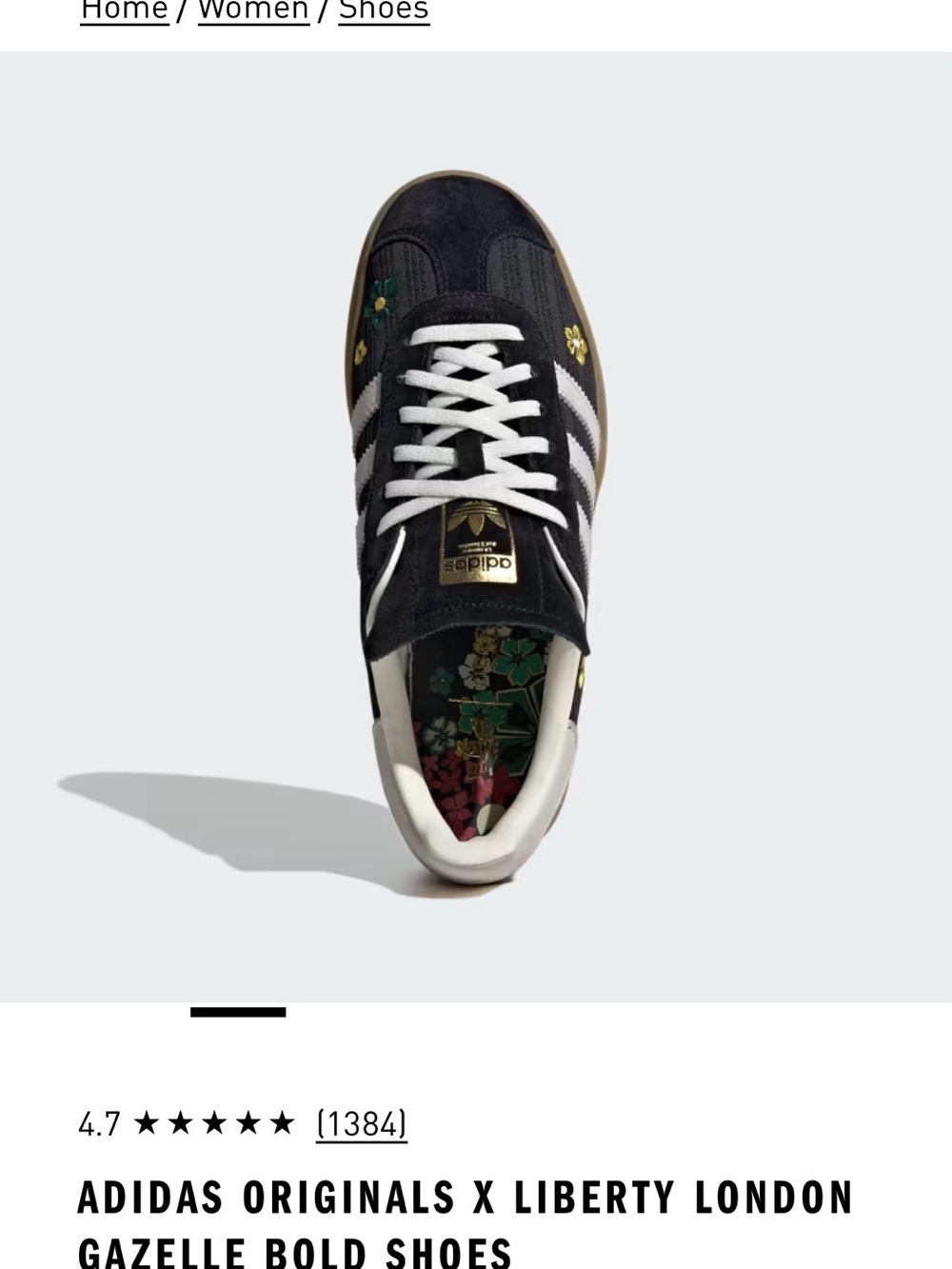 NEW ADIDAS X LIBERTY LONDON GAZELLE BOLD FLORAL SHOES WOMEN’S 7 Limited edition - Picture 8 of 9